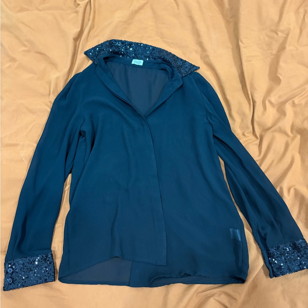 Charming Charlie Black Blouse with Sequin Accents